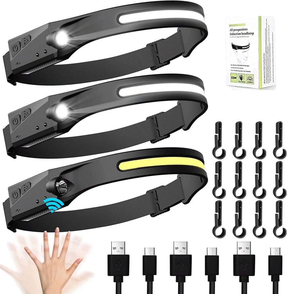 3‑Pack Rechargeable LED Headlamp Review: 230° Wide‑Beam “Light Buddy” with Motion Sensor, USB‑C, and IPX4 for Camping, Hiking, Running 1 image 100