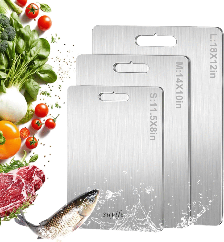 Titanium Cutting Board Set of 3 – 100% Pure Titanium Chopping Boards for Kitchen, Ideal for Meat, Vegetables, and Fruits | Easy to Clean, Durable, and Versatile 1 image 114