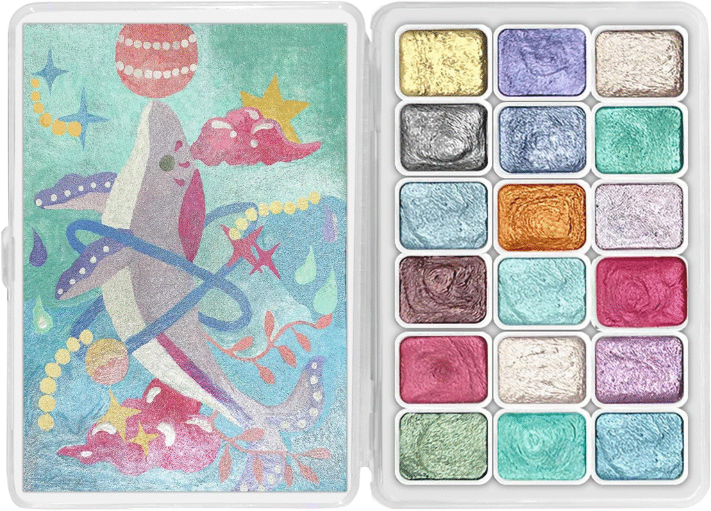 Enhance Your Artwork with the Mini Forestry Shifting Watercolor Painting Set - 18 Shimmer Metallic Colors for Stunning Creations 1 image 120