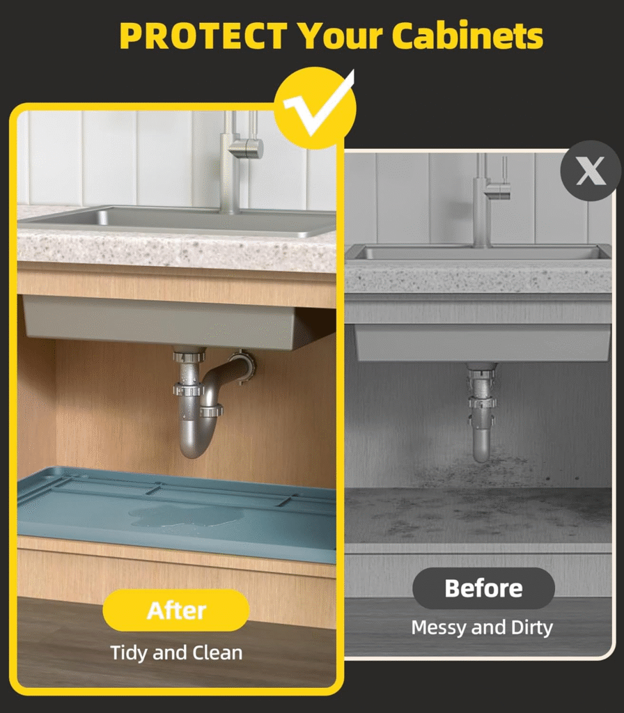Best Under Sink Mat for Kitchen & Bathroom Cabinets: Waterproof Silicone Drip Tray Review (34" x 22" Cut to Fit) 1 image 13