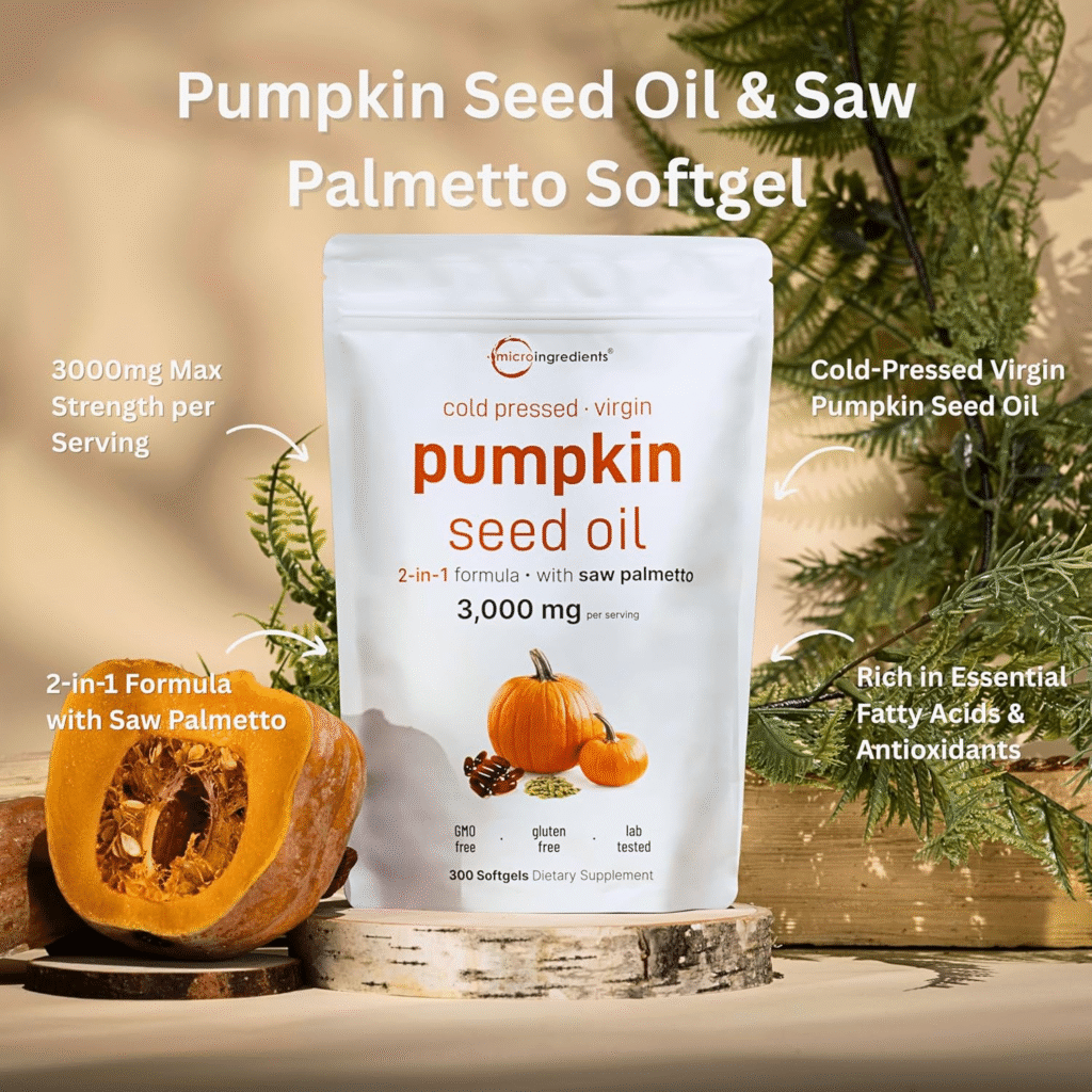 Pumpkin Seed Oil with Saw Palmetto Review: The Ultimate 2-in-1 Supplement for Hair, Prostate & Urinary Health 1 image 59