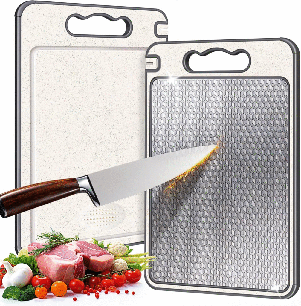 Stainless Steel & Wheat Straw Cutting Board Review – Double-Sided, Scratch-Resistant & Dishwasher Safe 1 image 70