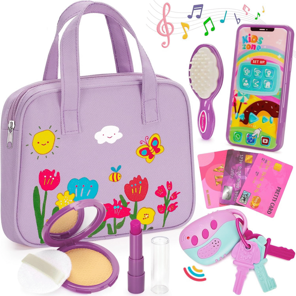 Officygnet Toddler Purse Review: Pretend Makeup Kit & Princess Play Purse for Girls 1–3 (Purple) 1 image 175